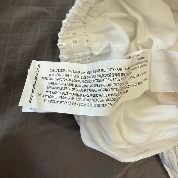 Minkpink Shortalls Size M Celestial White Cotton Eyelet Tie Strap Jumper - Picture 13 of 14